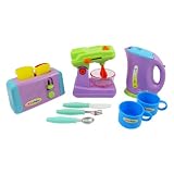 Kitchen Appliances Playset for kids - Includes Mixer, Toaster, Kettle, Cups & Utensils Set