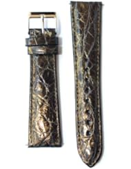20mm Brushed Gold Genuine Crocodile with Quick-Release Pins for Michele Style