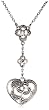 Sterling Silver Marcasite Lattice Heart Necklace, 18"