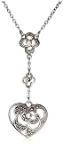 Sterling Silver Marcasite Lattice Heart Necklace, 18"