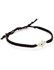 Tai Swarovski Crystal Hamsa on Black Adjustable Cotton Cord Bracelet
