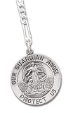 Sterling Silver Guardian Angel Keychain. 25mm Pendant, About 4.5 Inches Long