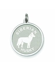 Genuine .925 Sterling Silver Siberian Husky Disc Charm 1.5 Grams.100% Satisfaction Guaranteed.