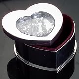 HEART BOX WITH STONES IN LID - SILVER PLATED HEART SHAPED JEWELRY BOX WITH STONES IN COVER