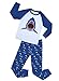 Boys Shark and Dinosaur 4-Piece Pajamas Set Children Cotton Sleepwear Pant Suit