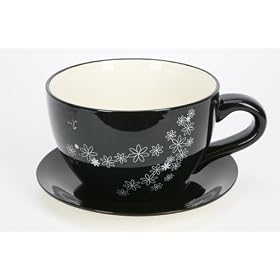 Ethos Linda Barker Black and Cream Daisy Giant Cup and Saucer