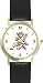 Sitting Cherub or Angel Theme Cherub or Angel Theme - WATCHBUDDY&reg; DELUXE TWO-TONE THEME WATCH - Arabic Numbers - Black Leather Strap-Size-Large ( Men's Size or Jumbo Women's Size )