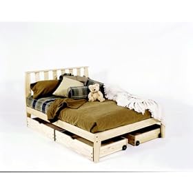 Mission Style Platform Bed Frame - Clean, Unfinished, Chemical Free Pine - Made in USA - Solid Wood