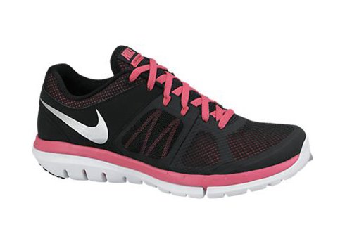 Nike Women's Flex 2014 RN Running Shoe (11, Black/Vivid Pink/White/Metallic SIlver)