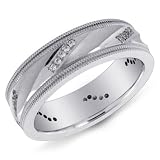 14K White Gold Men's Slanted Design Diamond Band Ring