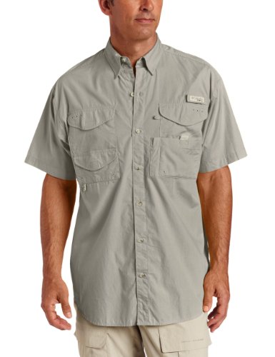 Columbia Men's Bonehead Short Sleeve Fishing Shirt (Fossil, X-Large, Tall Inseam)