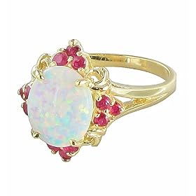 10k Yellow Gold Opal Ruby Ring by rings
