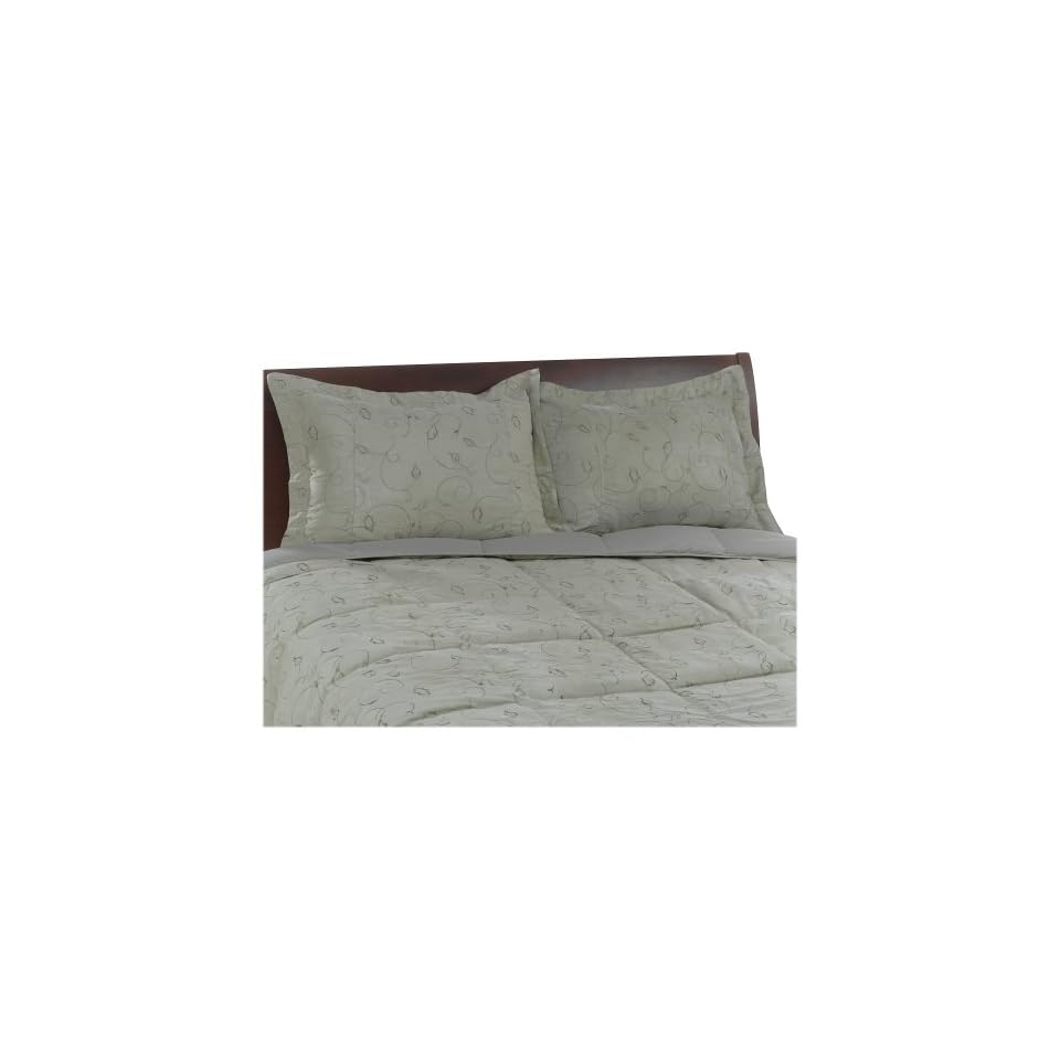 Aeolus Embroidered Microsuede Full Queen 3 Piece Down Comforter