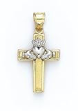 14K 2-TONE CROSS W/ CLADDAH - GH16863