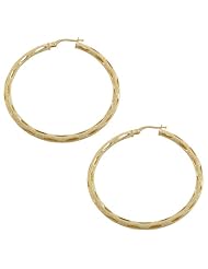 14 Karat Yellow Gold 3x46-mm Marquise-designed Satin Tube Hoop Earrings