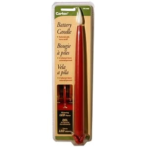 Good Tidings LED Tapered Flickering Christmas Window Candle Red 12 Inches With Built-In... by 