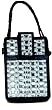 Nicole Miller Front Flap Universal Cell Phone Carry Case with Hand Strap, Black with Square Clear Gems