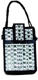 Nicole Miller Front Flap Universal Cell Phone Carry Case with Hand Strap, Black with Square Clear Gems