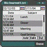 Business Journal for Palm Hi-Res downloadable Software
