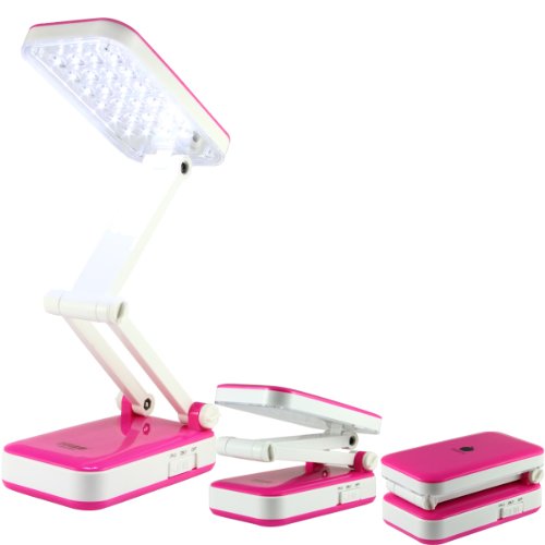 Greenery*Portable Eye Protection LED Desk Lamp,Reading Light,Foldable &Rechargeable,2 Brightness Settings--Red