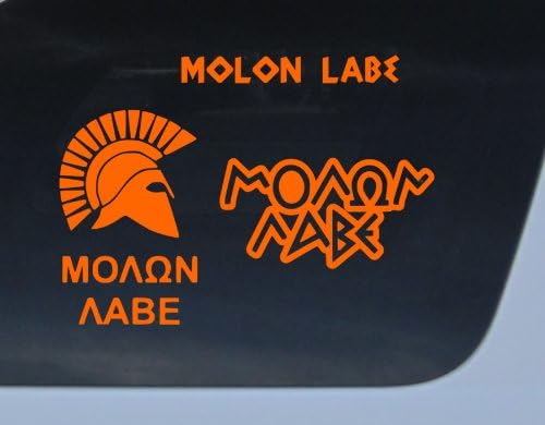 GET 3 decals Molon Labe come and take them Orange vinyl spartan moaon aabe pro 2nd amendment it Car Auto Window Sticker