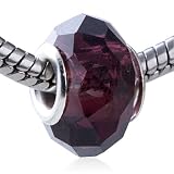 Dark Red Translucent Charm Murano Glass Bead Fits Pandora Bracelets
