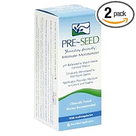Pre-Seed Fertility-Friendly Intimate Moisturizer, 0.14-Ounce Pre-filled Applicators in 6-Count Boxes (Pack of 2)