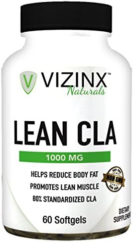 Vizinx Lean CLA 1000 MG 60 Softgels, Non-GMO Clinically Proven to Help Reduce Body Fat While Increasing Lean Tissue. 80% conjugated linoleic Acid from Safflower Oil.