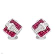 Earrings With 5.00ctw Precious Stones - Genuine Clean Diamonds and Rubies Beautifully Crafted in 18K White Gold. Total item weight 13.0g Length 18mm