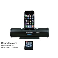 Soundsystem Apple Iphone iPod Touch 2G 3G, 3GS 4G Classic - Farbe Schwarz. Im Batteriebetieb 6 Stunden Playback. Micro Hifi stereo Dockingstation Audiosystem Anlage mit Fernbedienung & Lautsprecher 2 x 3 Watt