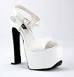 6 1/2 Inch Hot White High Heel Shoes With Chunky Heel Platform