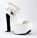 6 1/2 Inch Hot White High Heel Shoes With Chunky Heel Platform
