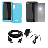 EMPIRE Light Blue Silicone Skin Case Cover + Mirror Screen Protector + Home ....