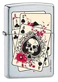 Zippo Lighter - Deadman's Ace Poker Hand Brushed Chrome