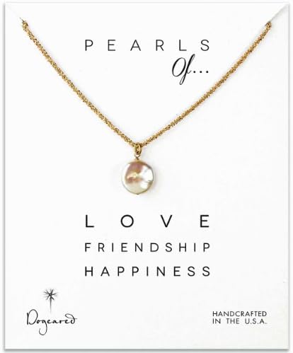 Dogeared Pearls of... White Coin Pearl Necklace, Gold Dipped