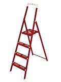 Hailo 8954-301 Alu-Sicherheits-Haushaltsleiter Lifestyle 4 Stufen, rot