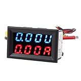 uxcell　デジタル 電圧計 電流計　DC 0-100V 20A　青赤LEDデュアルデジタルパネル電圧計電流計メーター