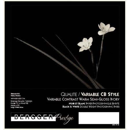 Bergger Prestige Variable CB Style (Cream Base) Tint FB Fiber Based Black & White Enlarging Paper - 16x20" - 25 Sheets - Semi-Glossy Surface