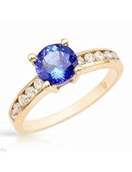 14K Yellow Gold Tanzanite and Diamond Ring -- LIFETIME WARRANTY