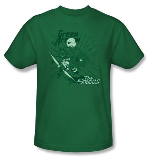  Green Arrow T-shirt - The Emerald Archer DC Comics Adult Kelly Green Tee