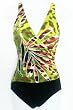 Marsol Missy 1PC Surplice Wrap Swimsuit Black/Olive Print Sizes 32(8) - 38(14)