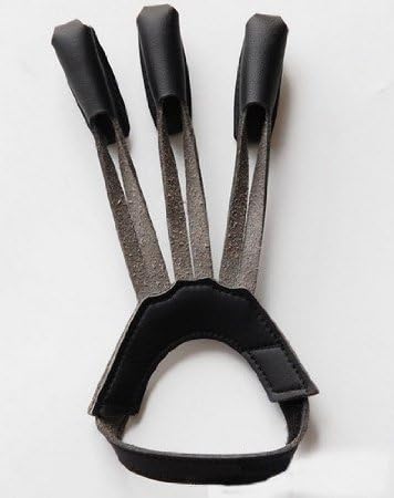 Traditional 3 Finger Tabs Archery Glove,Viare Protective Gear Leather Shooting Glove Black