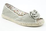 Nine West Ruffled4 Womens SZ 7 Gray Khaki New Peep Toe Fabric Flats Shoes