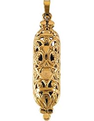 14K Yellow Gold Mezuzah Pendant -- LIFETIME WARRANTY
