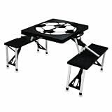 Picnic Time Black with Soccer Design Portable Folding Table/Seats
