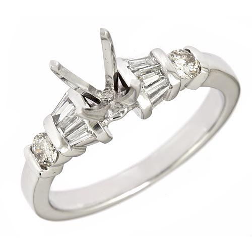 14k White Gold Diamond Semi Mount Engagement Setting Ring (0.35Cttw, SI Clarity, GH Color)