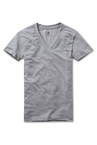 RibbedTee Men's Retro Fit Tri-Blend V-Neck Undershirt M Heather Grey