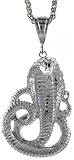 Sterling Silver 2 1/4 (57 mm) Diamond Cut Cobra Snake Pendant