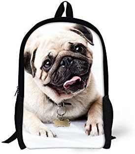 Women Girls Travel Satchel Backpack Owl Cat Rucksack Shoulder Bookbag School Bag Color: fashion pug