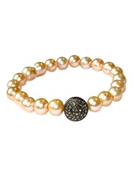 Sterling Silver Diamond Pave Round Beads Cord Bracelet Hand Crafted Jewelry